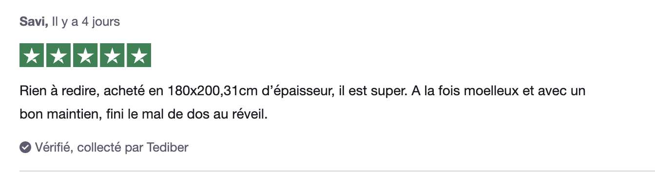 Avis Tediber - Max Paris confort incroyable service client